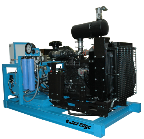 Jet Edge’s diesel-powered water jet intensifier pump for mobile cold cutting applications.