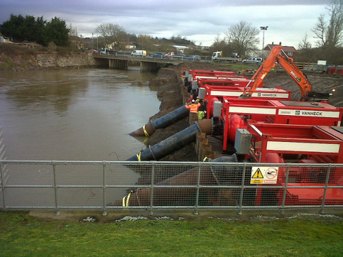 A number of flood pumps were deployed to remove the floodwater.