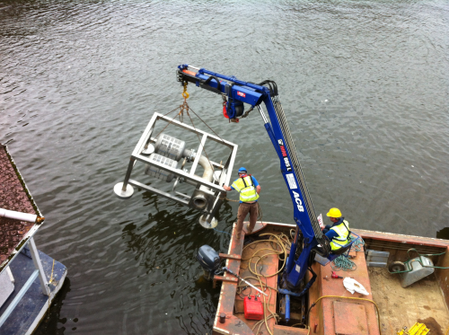 An in-river suction filter approved by the UK’s Environment Agency for the protection of small fish and elvers.