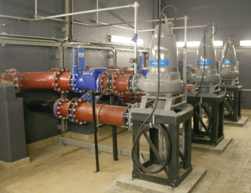 Figure 2. The pump room at a Northumbrian Water Sewage Pumping Station. Retroflo technology was fitted as part of a major refurbishment project at the pumping station.