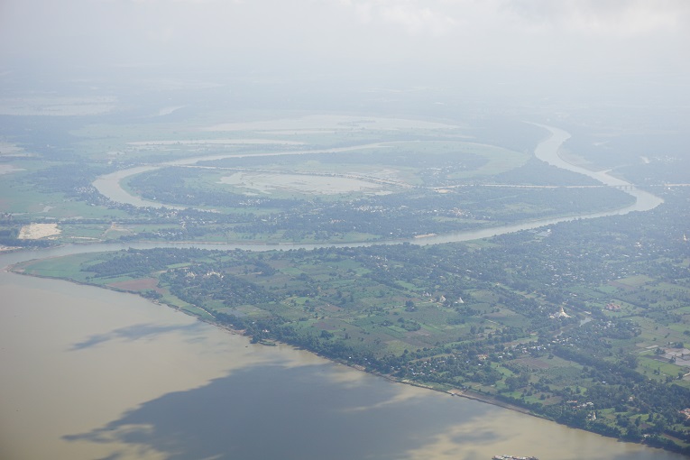 Irrawaddy river and Ava or Inva, middle city of Myanmar view aerial. (Image: Nolomo/Shutterstock)