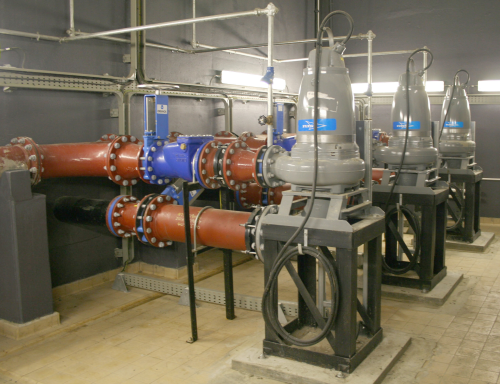 The pump room at a Northumbrian Water Sewage Pumping Station. Retroflo technology was fitted as part of a major refurbishment project at the pumping station.