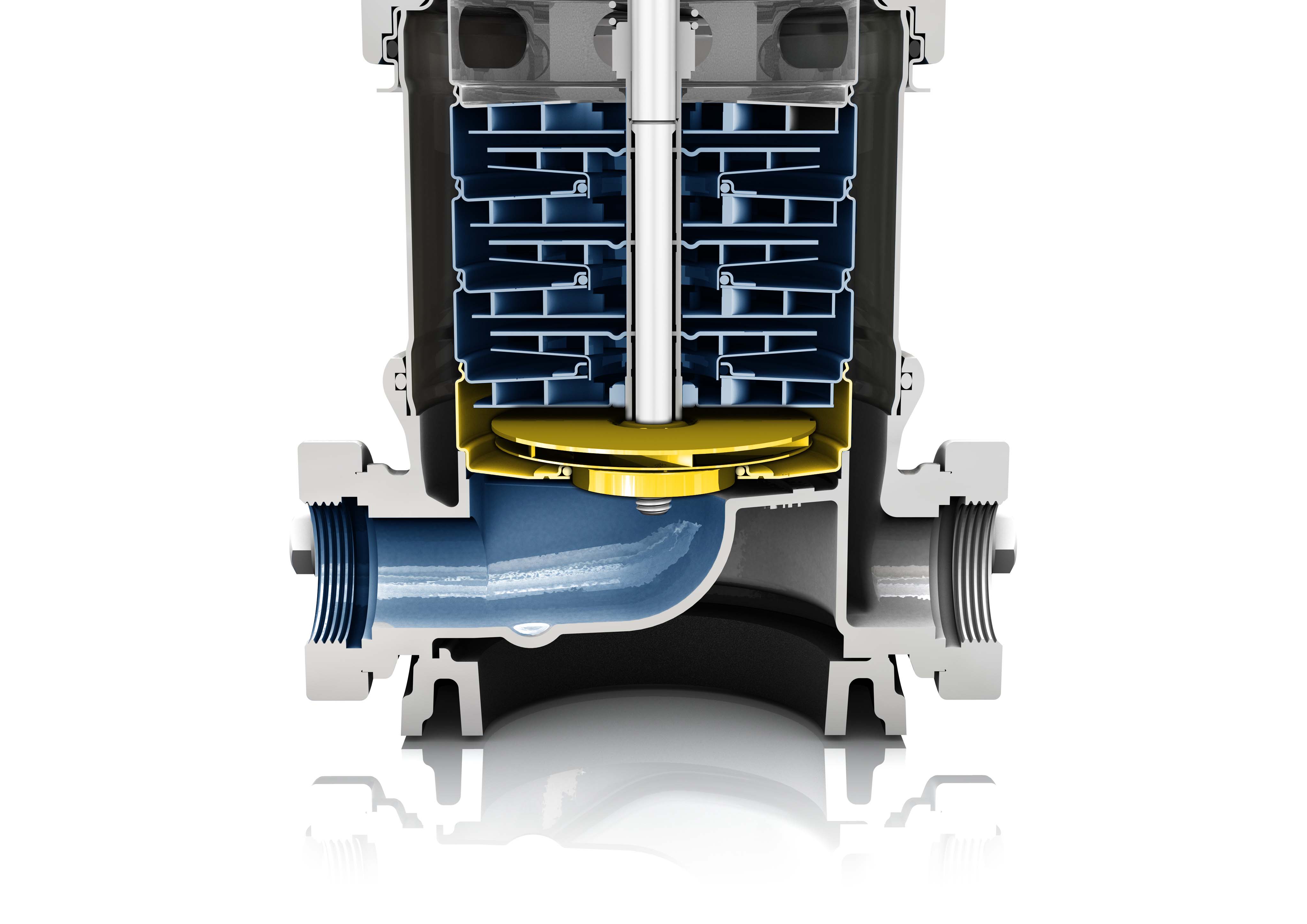 The new impeller for the Movitec type series substantially improves the pumps’ NPSH value. © KSB SE & Co. KGaA, Frankenthal.
