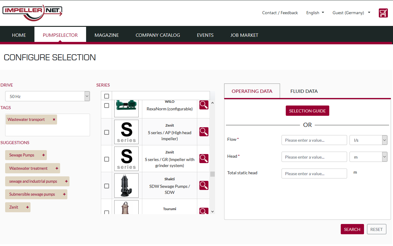 Users enter the operating data and the area of application and suitable pumps are displayed according to their specifications. (Image: VSX Vogel Software)