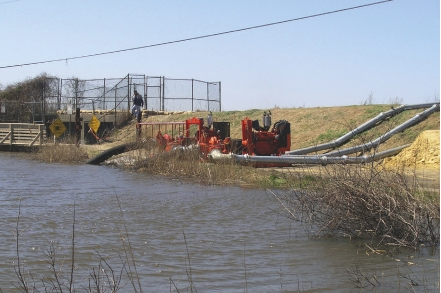 Figure 2. The pumps were used to lower the water table so the flood gates where not blocked by the rising waters.