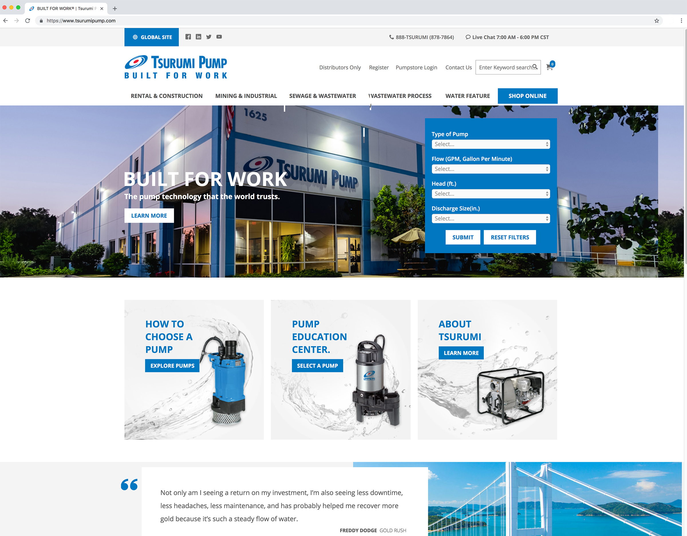 Tsurumi America's new website combines its informational site and online store.