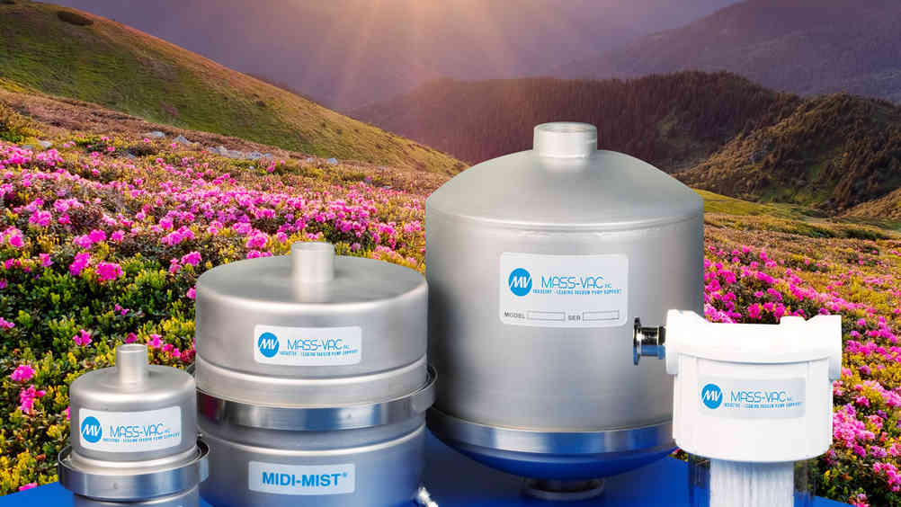 Mass-Vac oil mist eliminators come in four models to fit vacuum pumps ranging from 5–300 CFM.