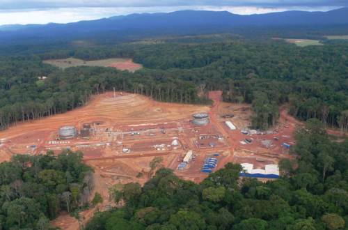 The oil field production plant at Onal, West Africa.