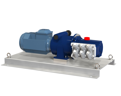 Hydra-Cell ATEX-approved Dosing Performance Pumps feature precise mechanical variator control and are mounted on a substantial stainless steel base plate.
