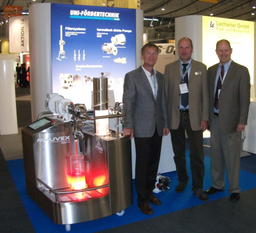The Mouvex Product Recovery Demo Unit was on display in the UNI-FÖRDERTECHNIK GmbH (UNI-F) booth at Innovation Food 2014 in Stuttgart this June. UNI-F is Mouvex's German distributor.