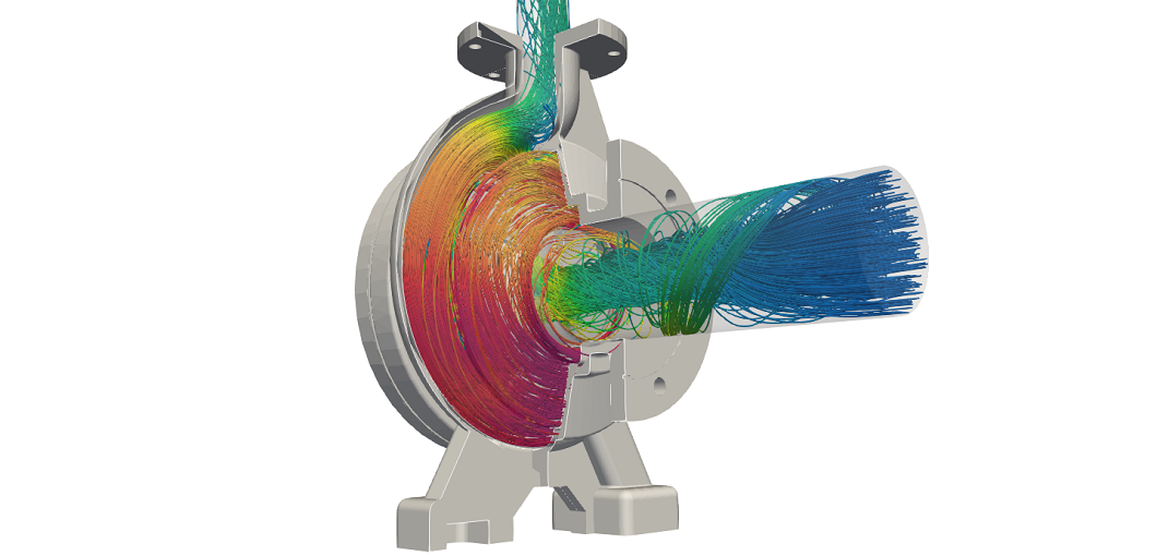 CFD simulation of an industrial pump (Source: SimScale)