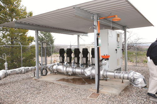 These integrated pumping systems utilize an advanced controller that adjusts pump speed and stages additional pumps as necessary to meet fluctuating system demand.