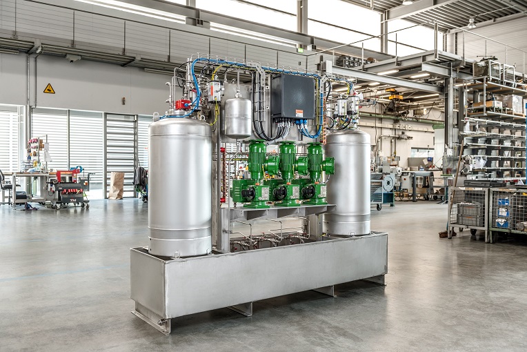 The LEWA Ecoflow diaphragm metering pumps are the core of the new systems. Thanks to their modular design, the systems can handle a wide range of fluids, including flammable, toxic, abrasive, viscous, environmentally harmful and sensitive fluids. (image: LEWA GmbH)