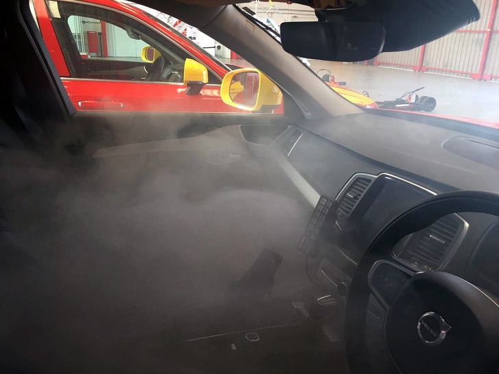 The ECAS fogging system has proven to be effective in the disinfection of large, enclosed spaces such as vehicles. (Image: Global Ecology Group)