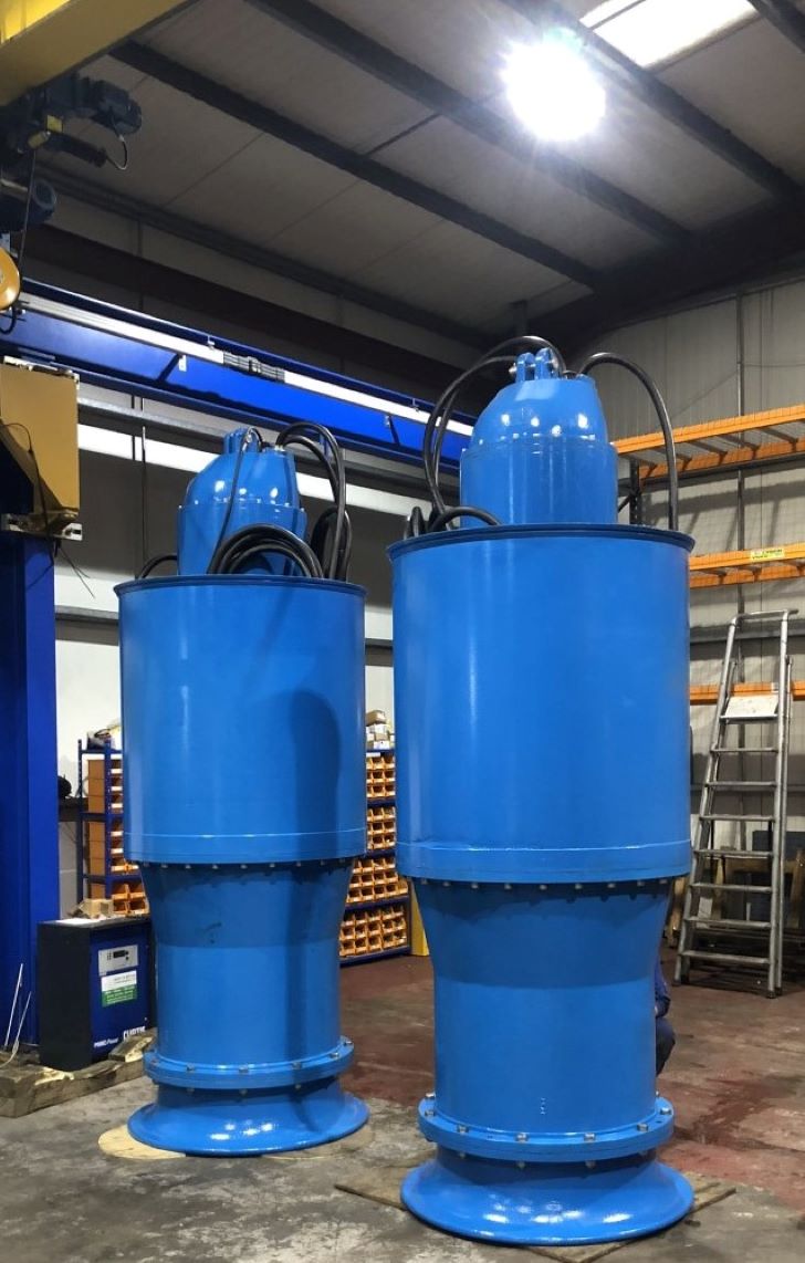 Submersible axial fish friendly pumpsets for Muggeridges Pumping Station.
