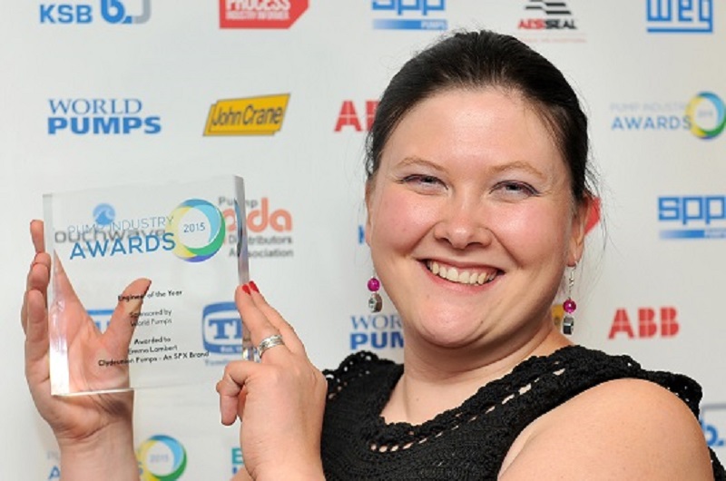 Winner of Pump Engineer of the Year 2015 at the Pump Industry Awards: Emma Lambert, ClydeUnion Pumps (an SPX Brand).