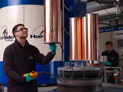 Hardide coating reactor being loaded with components.