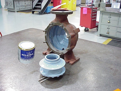 Figure 3: Pump casing and impeller after ceramic coating.