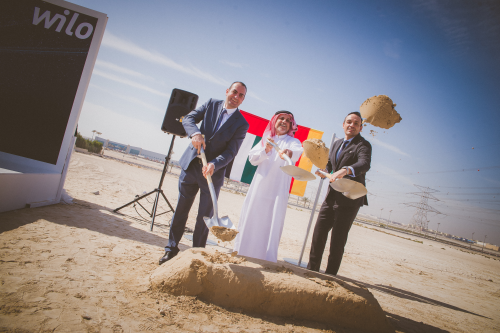 Laying Wilo’s foundation stone in Dubai.