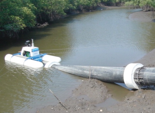 Lighter version 36 in floating pump in a shrimp farm.