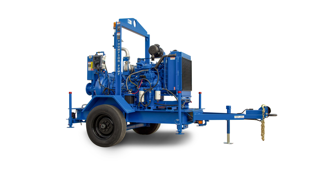 The Thompson Pump 6 in compressor-assisted solids handling pump (6JSCE) is designed for sewer bypass, emergency response and any high-head/high-volume applications.