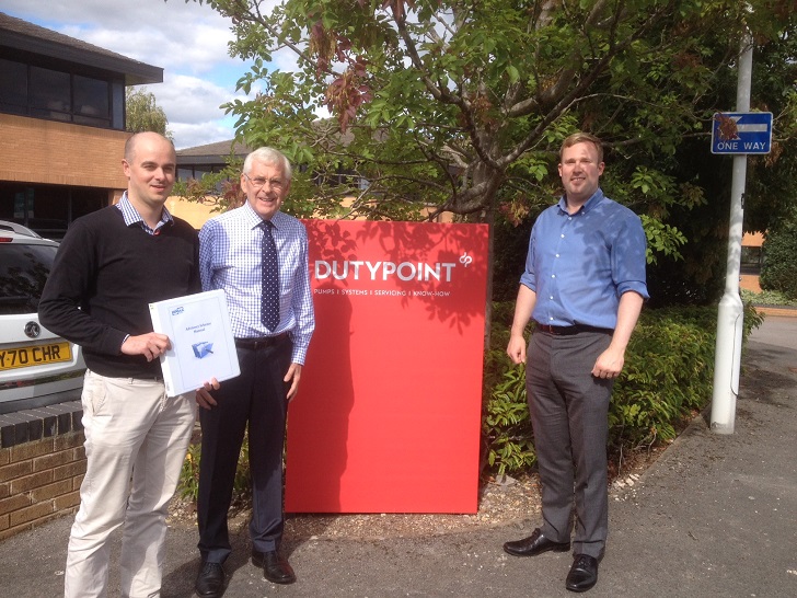 John Bower, BPMA (centre), John Florence, engineering manager (left), Chris Lang, product manager (right).