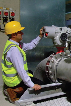 Rotork IQT actuators controlling butterfly valves on the pipework carrying air to the membrane plants.