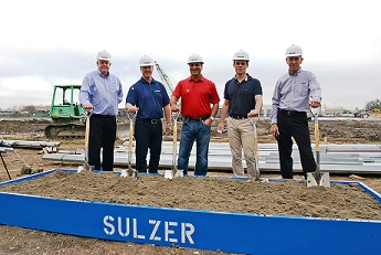 From left to right: Sulzer's Scott Fahey, Vice-President Americas, Rotating Equipment Services; Jim Mugford, President Electro-Mechanical and Pump Services, Americas; Darayus Pardivala, President Americas, Rotating Equipment Services; Daniel Bischofberger, President Rotating Equipment Services; Gary Benard, General Manager Electro-Mechanical Services, Americas.