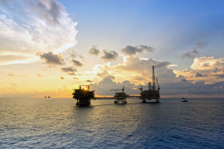 Oil & gas platforms off the coast of Malaysia.