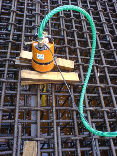 An LSC series pump is seen in close up on the top of one of the caissons