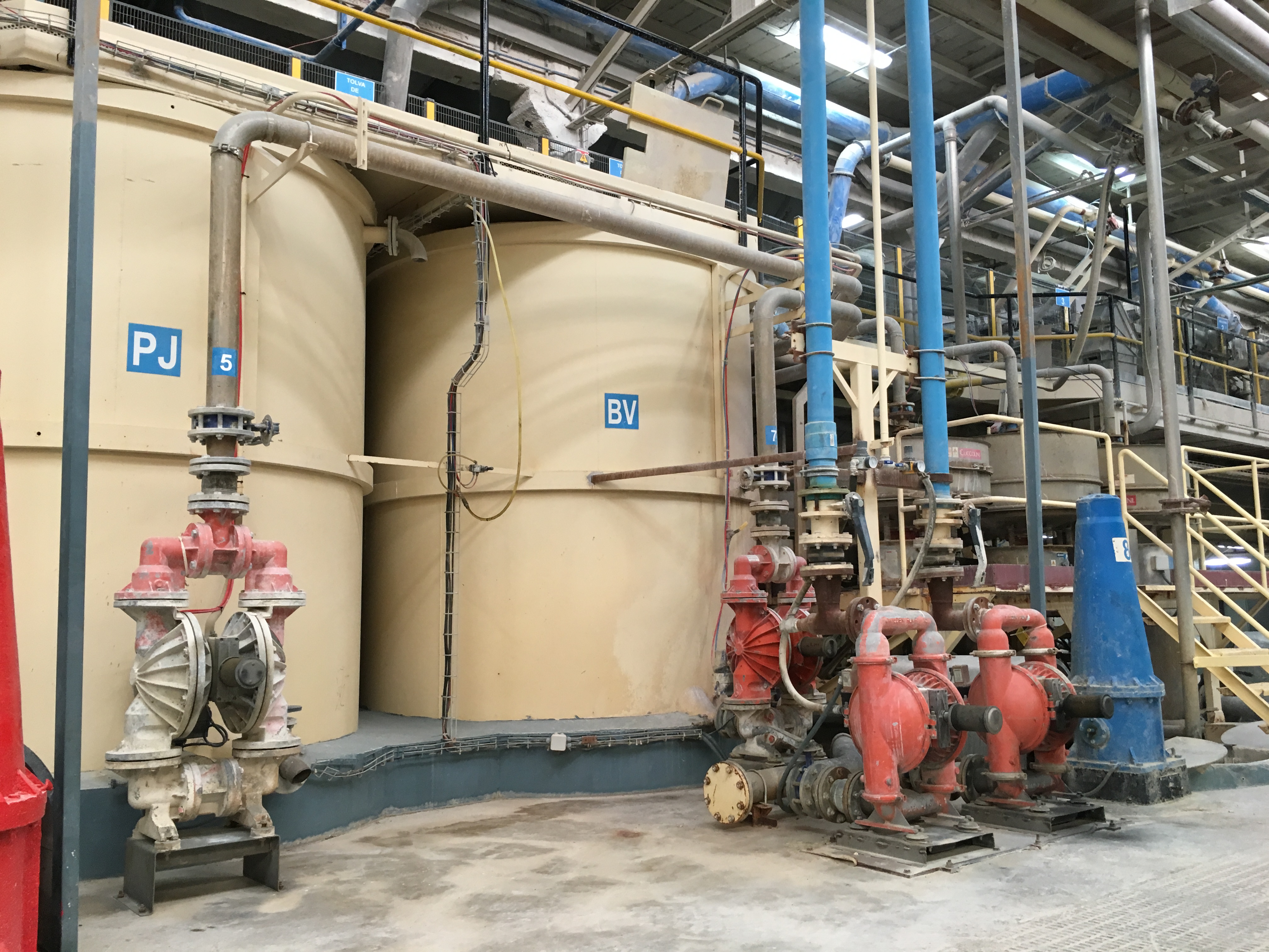 Wilden Original Series Air-Operated Double-Diaphragm (AODD) Pumps in operation at a ceramic plant in Spain.