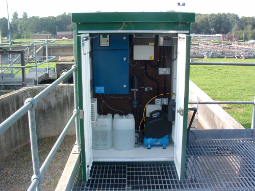 Figure 3. The trial dosing unit was positioned above the inlet channel some 20 m upstream of the dosing point.