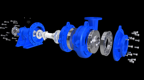 An exploded view of Weir Minerals’ MWU pump.