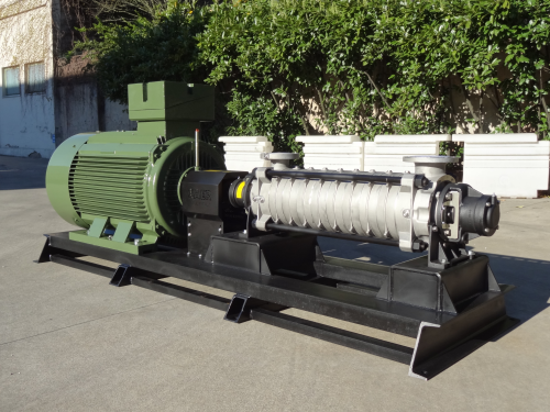 SAER horizontal high pressure multistage pump TMBXZ2P50-80-9, recently supplied to a water works.