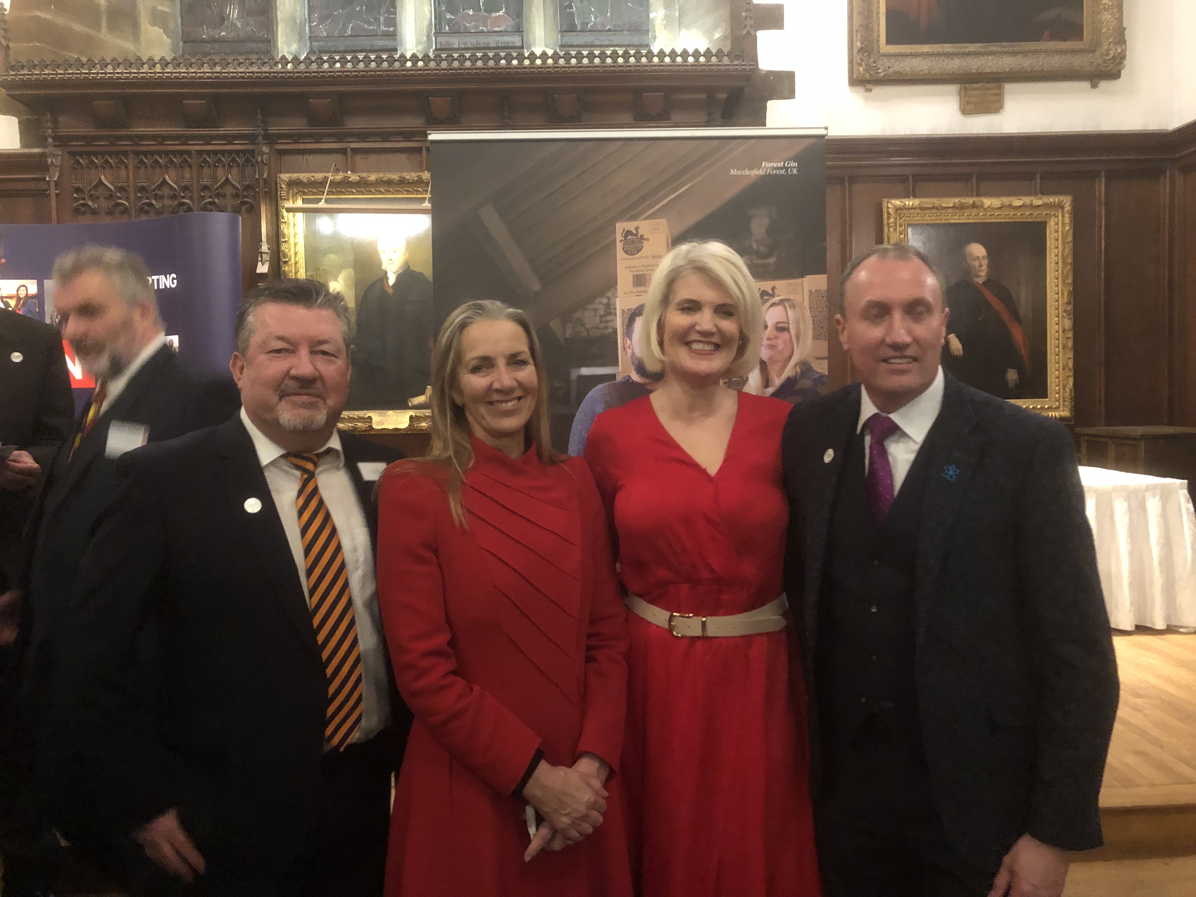 Left to right: Colin Simpson, business development director at Tomlinson Hall, Rona Fairhead, Baroness Fairhead CBE, Minister of State at the Department for International Trade, Claire Preston, CEO at Sound Training Manger and Bill Scott MBE, CEO at Wilton Engineering.