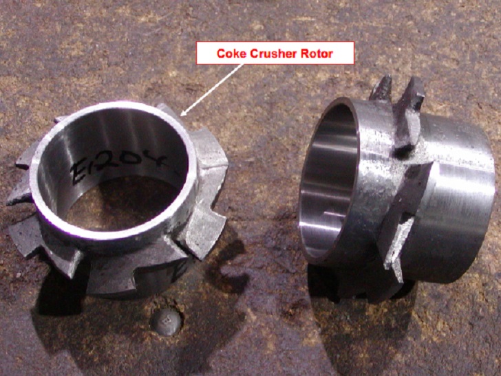 The coke crusher has a rugged, bladed motor to break up the solids.