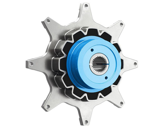 The metal-elastomer combination gives Reich’s RCT coupling drives high torsional stiffness, as well as dampening shocks and peak torques.