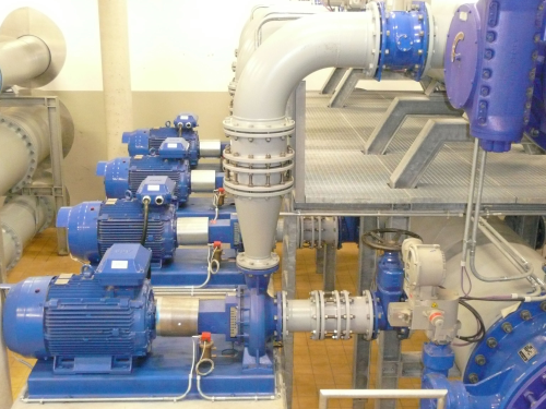 KSB Etanorm pumps operating as turbines in a water pumping station