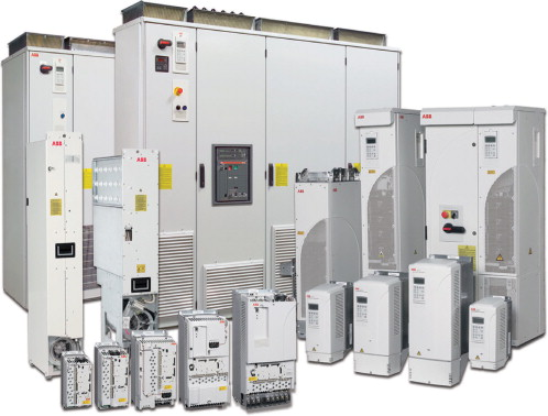 ABB's industrial drive family rated from 0.55 kW to 2,800 kW.