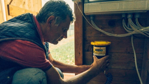 Mauro Busseti checks the XiLog sensor at the end of the water line in Ripalta Guerina.