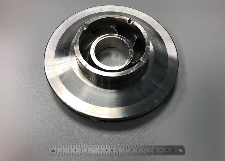 A hybrid manufactured closed impeller.