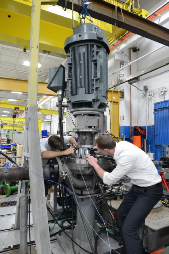 The LMV-803Lr on the test stand at Sundyne’s Arvada, Colorado manufacturing center last year.