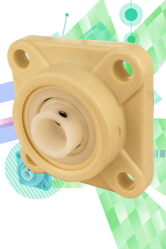 Quality Bearings & Component's new line of plastic four-bolt flange mounting blocks.