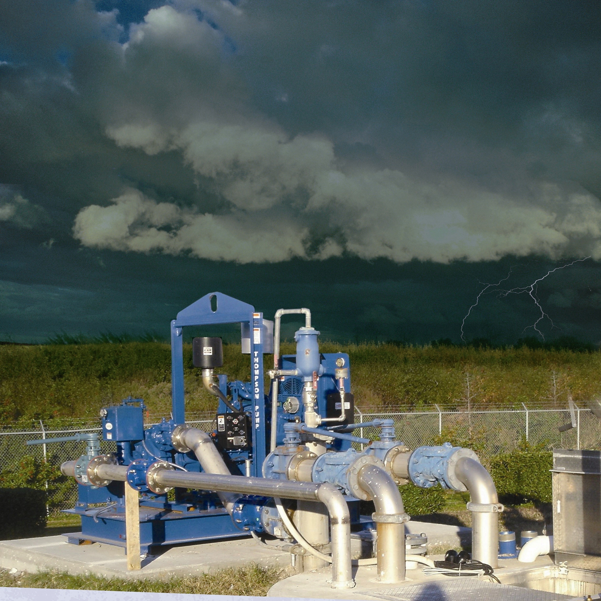 Lift station backup pump during storm.