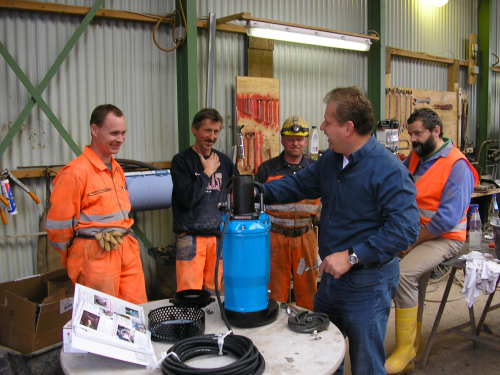 Figure 1. Jobsite training — pump operators learn the correct equipment selection process and  handling  techniques.
