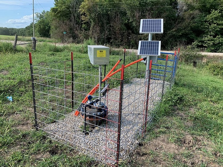 The Apollo solar piston pumps help process renewable natural gas from pig farms.