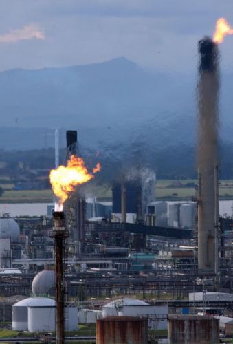 Flare stacks at INEOS Grangemouth.