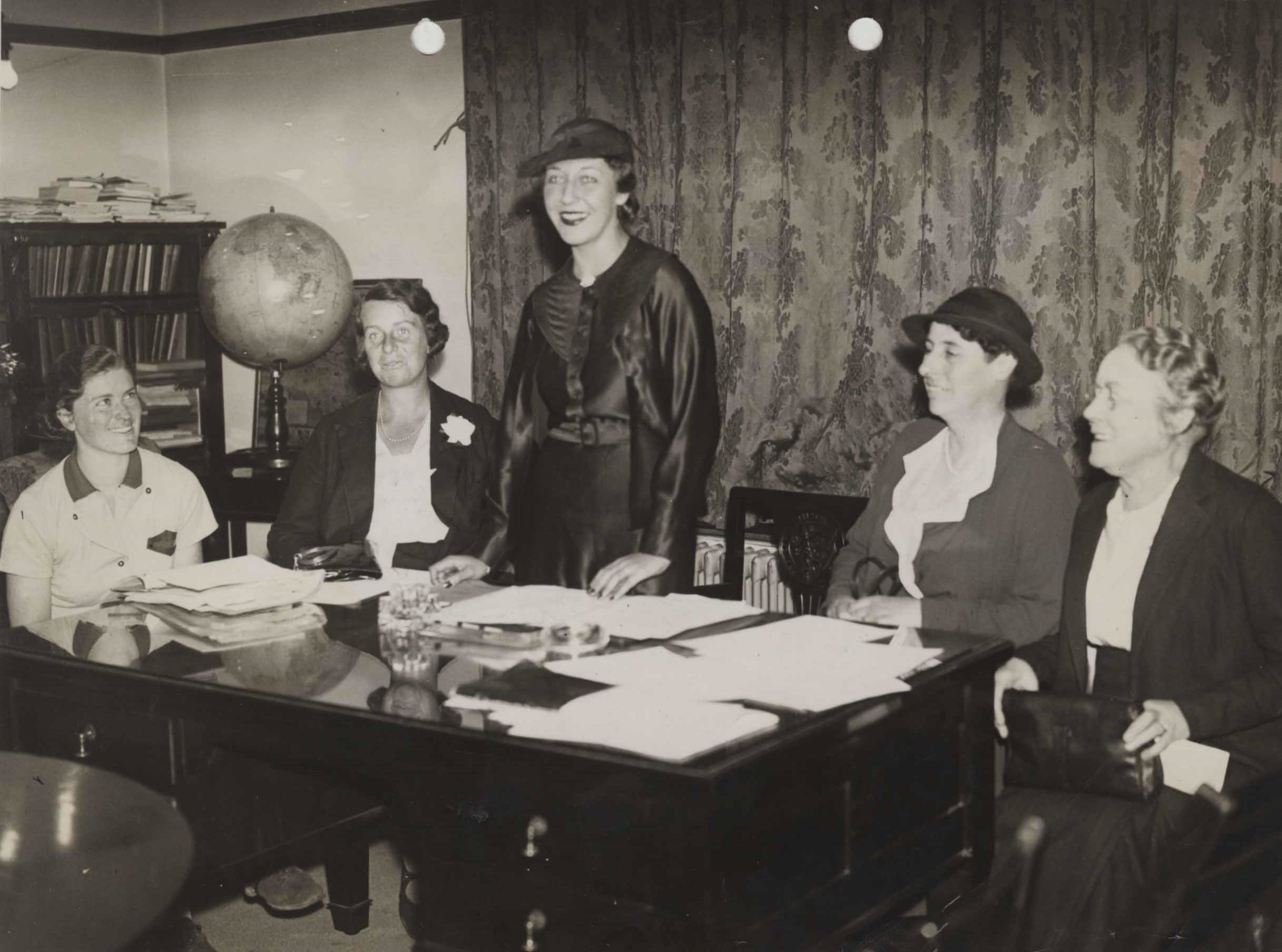 Women’s Engineering Society member and president, pilot Amy Johnson (standing), speaking at the WES annual conference in 1935. (Image: WES & the IET Archive)