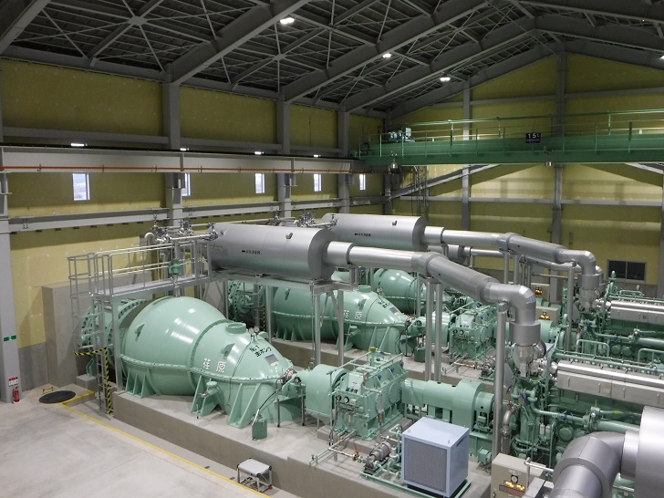 The Ebara drainage pump units at Tsuruga Drainage Pump Station, in Ishinomaki, Japan.