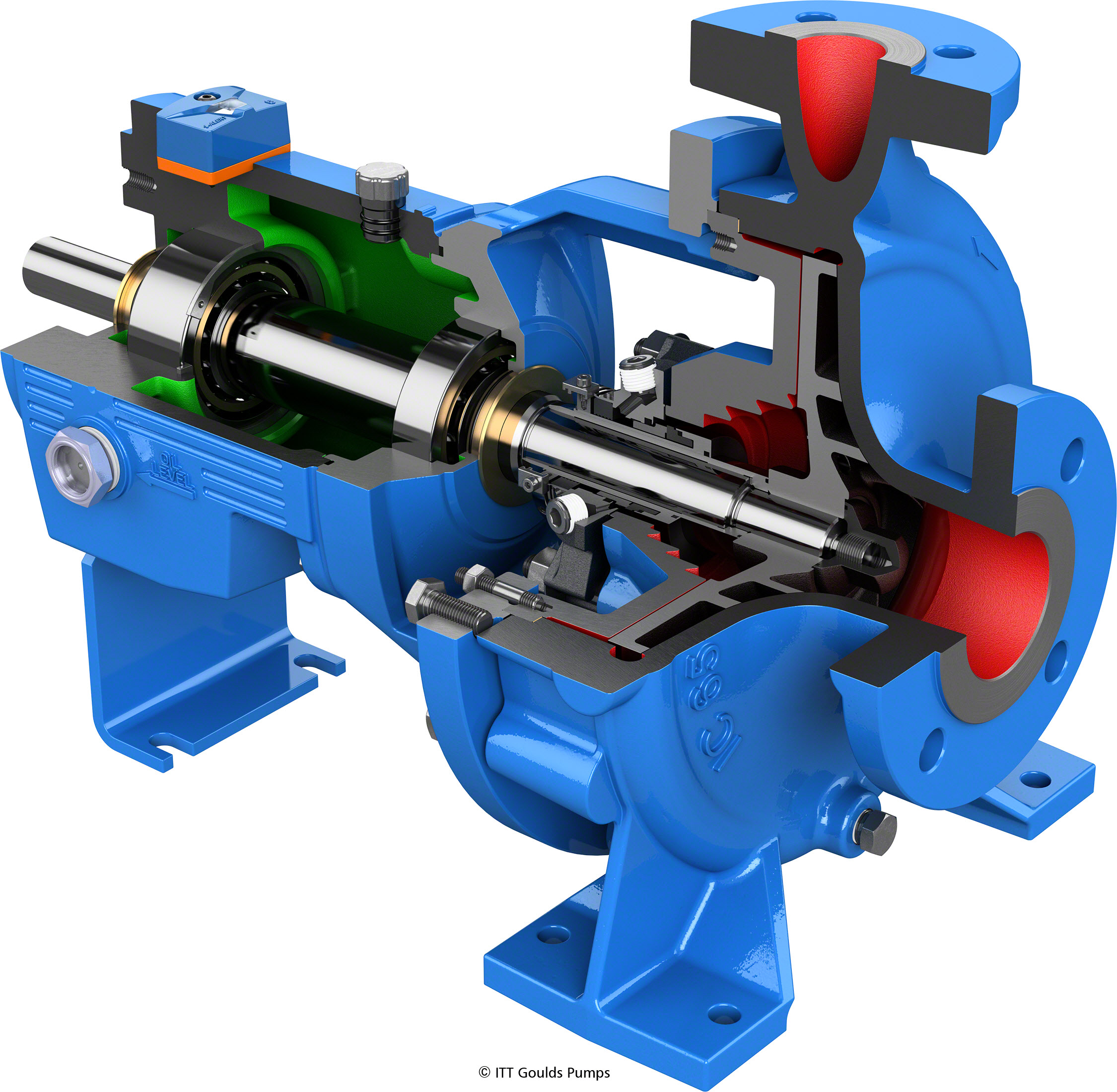 The ICO augments the standard IC pump design with an open impeller for handling solids.